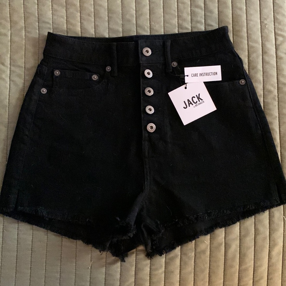 JACK by BB Dakota Black Ribcage High Rise Button-Fly Denim Shorts